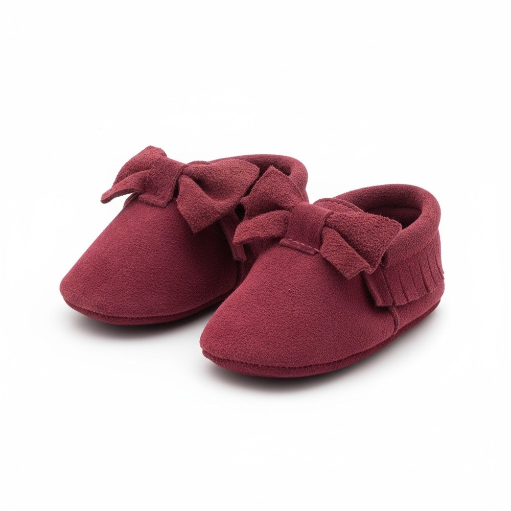 MAC & LOU Burgundy Suede Baby Booties (6–12 mo)